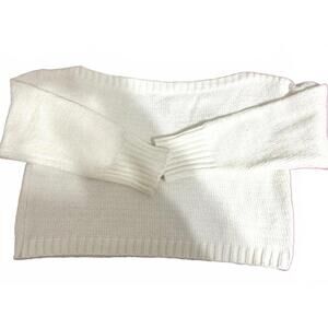 Forever 21 White Chenille Soft Boatneck Crop Oversized Sweater- Size Medium